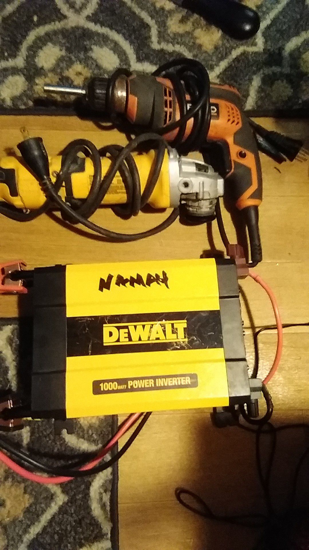 DeWalt corded angle grinder and Ridgid coreded drill both for 60.00 cash and a DeWalt power inverter 1000w 40 cash I'll take 85 for 3 or 40 a piece