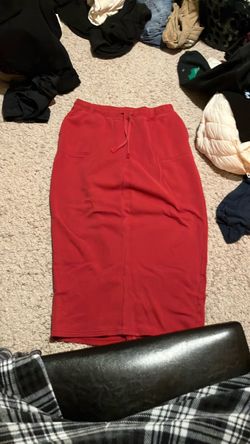 Red Handmade Maxi Sweatpants Skirt L