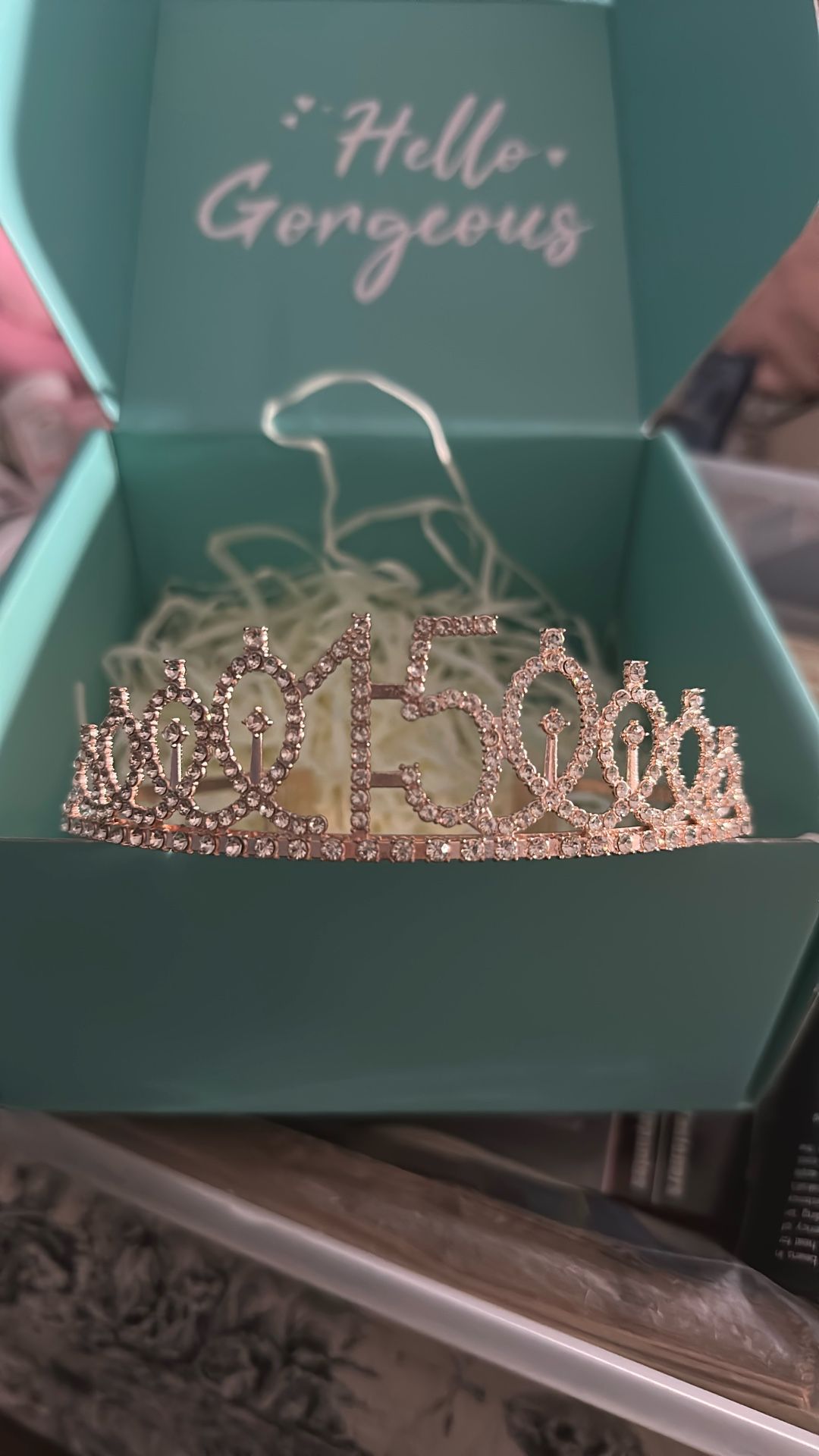 15 Anera, QuinceaƱera, Crown And Sash Ride Gold