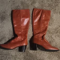 Dark Orange Leather Boots