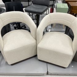 Pair Of New Swivel Chairs Like West Elm Living Spaces 