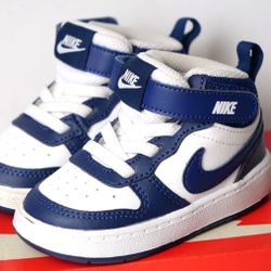 EXCELLENT Nike Court Borough Mid 2 Toddler White Blue CD7784-107 Men's kids shoes size 5C