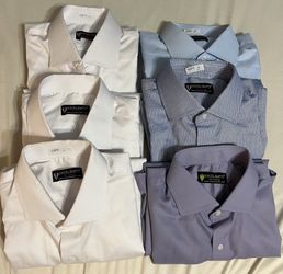 lot of 6 button down work office professiobal shirts white blue purple perriwinkle lavender work 