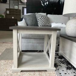 Square End Table, Gray and Antique White Color, SKU#10T287-2