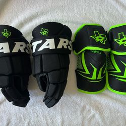 Dallas Stars Branded Hockey Gloves, Elbow Pads - All Used