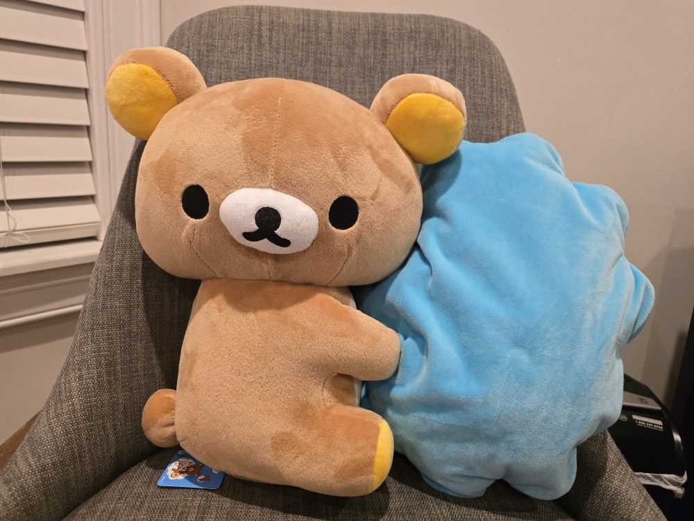 Plush Rilakkuma Bear San-X Hugging Blue Cloud