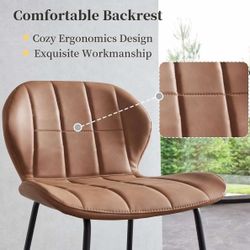 Set of 2 Modern PU Leather Bar Stools - Bar Height Chairs with Back and Footrest for Home, Pub, Coffee, Dinning, and Kitchen Island - Stylish Furnitur