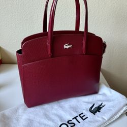 Lacoste Tote / Shoulder Bag – Burgundy – Like New + Dust Bag