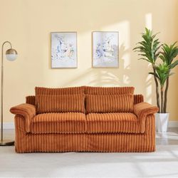 74" W Loveseat Sofa, Upholstered Oversized Corduroy Couch with Wide Armrests & Thicked Cushions, 2-Seater Modern Comfy Sofa, Fluffy Cloud C