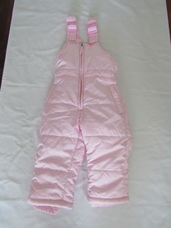 Girls 12 Months Pink Snow Bibs, Weatherproof