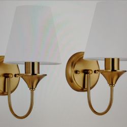 Brass Battery Wall Sconces Battery Operated Wall Lights Set of Two with Rechargeable Bulbs & Remote, Wireless Gold Battery Powered Wall Sconce, Cordle