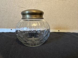 1940’s Era Cut Glass Change Jar W/Decorative Brass Lid
