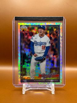 2026 Topps Chrome Yoshinobu Yamamoto MLB Logofractors #75 and #91CB-10
