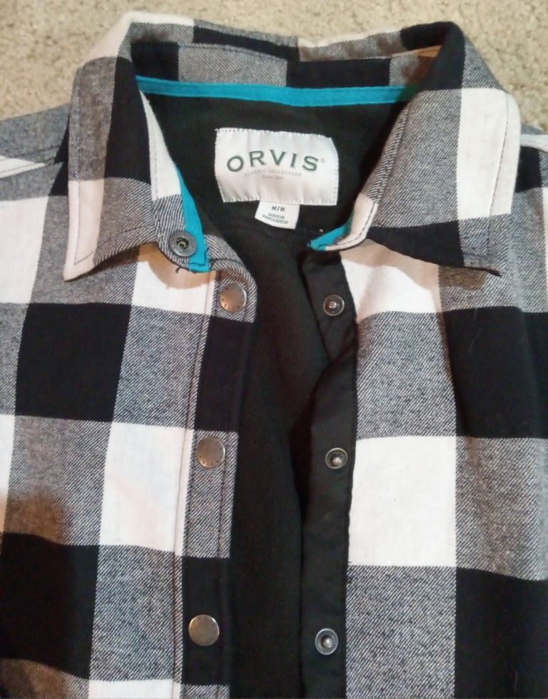ORVIS BRAND BLACK & WHITE CHECKED SHIRT/JACKET