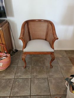 Solid Grey Cane Chair.