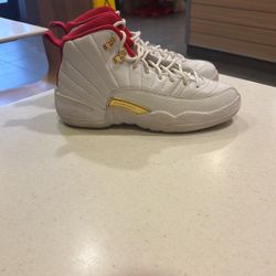 Jordan 12 White Red And Gold Size 5.5