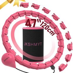 JKSHMYT Weighted Hula Circle For Adults Weight Loss, Infinity Hoop Fit Plus Size 47 Inch/120cm, Include 24 Detachable Links And Waist Trainer For Wome