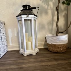 Two White Washed Lanterns 