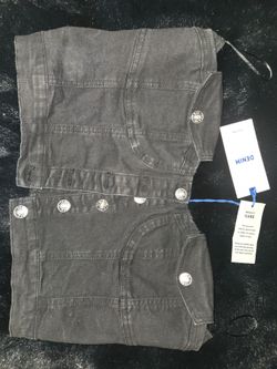 Black Denim tube top with Silver Buttons