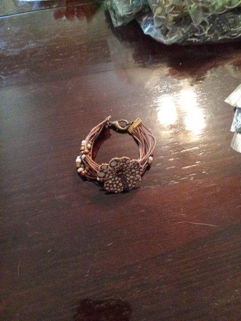 Leather Beaded Multi Strand Bracelet