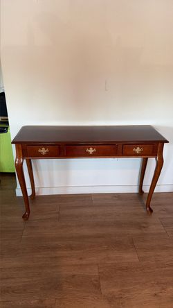 Cherry Wood Console Table with 3 Drawers