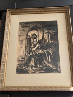 Gordon Barr Original Mid-Century Expressionist Ink Wash Painting Winnipeg Provenance