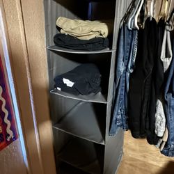 Gray hanging closet organizer