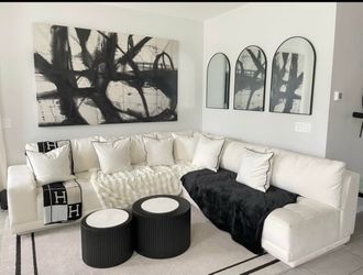 Drew & Johnathan Milano White 4 Pc Sectional