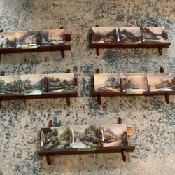 5 Thomas Kinkade Collectible Plate Sets With Display Racks