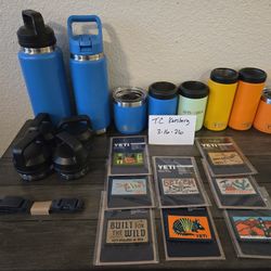 Yeti Cups, Bottles, Patches, Colsters