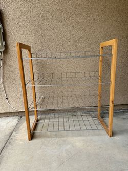 4-Tier Wood and Wire Shoe Rack