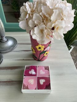 Decor candles floral metal vase