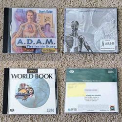 ADAM anatomy & IBM World Book vintage 1990s kids children's informational educational learning CDs
