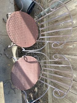 Set of 2 Metal Patio Chairs with Woven Seats