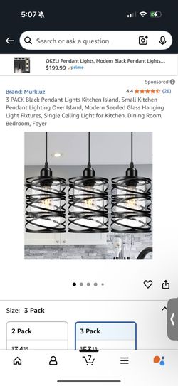 3 PACK Black Pendant light