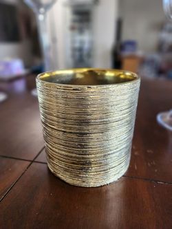 Ceramic cylinder gold vase