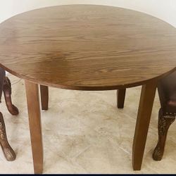 Brown Wood  Kitchen Dining Round Table Furniture