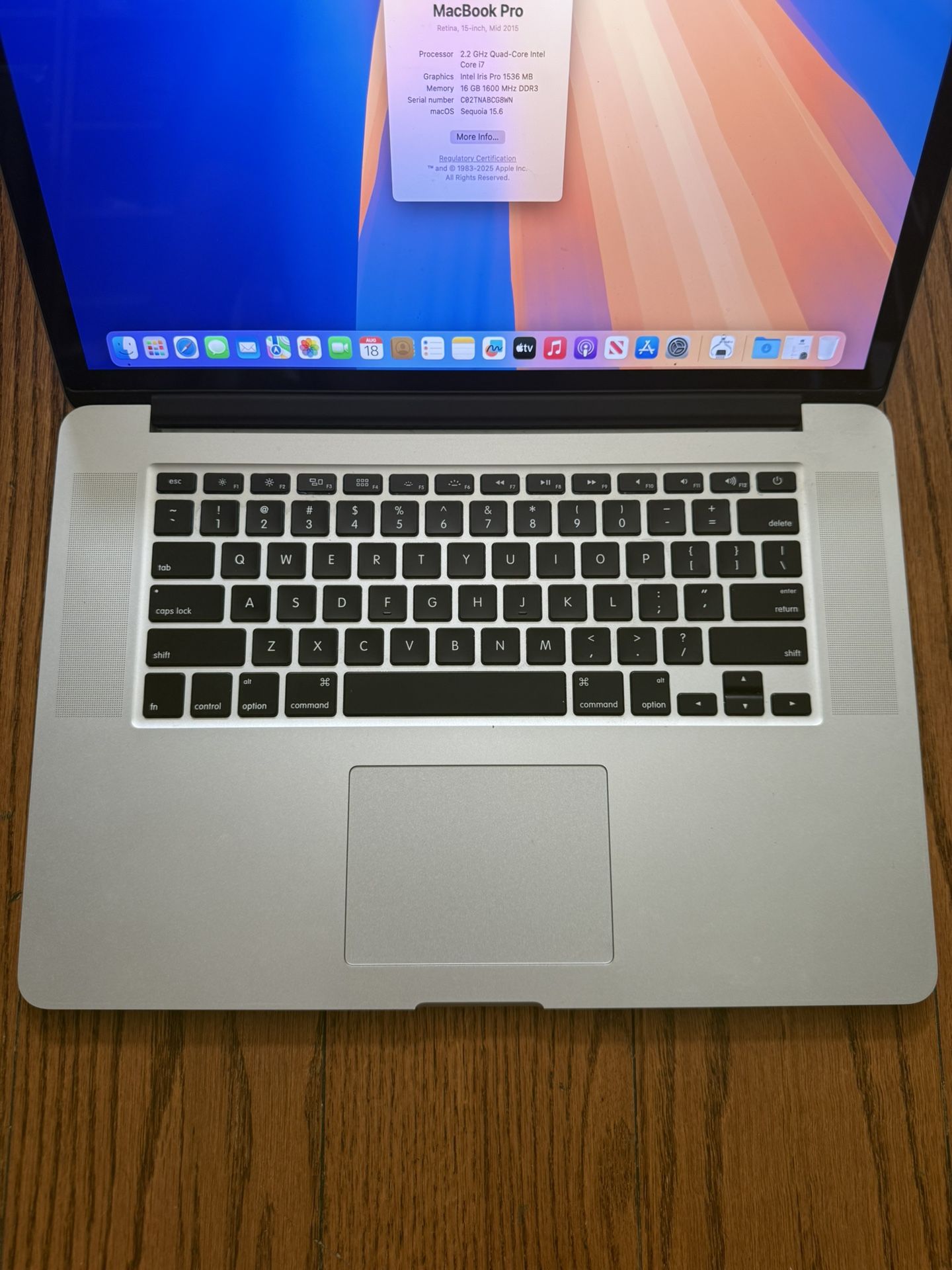 MacBook Pro 15” 2015/16GB RAM/256GB SSD/Fully functional/Latest