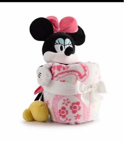New ( big throw blanket with cute Minnie Mouse plush Buddy: 19"H x 9"W Throw: 50"H x 60"W