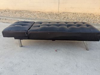 Black Faux Leather Tufted Futon Sofa Bed