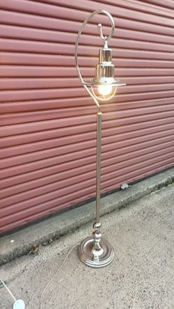 Chrome Floor Lamp with Cage Pendant