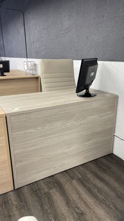 LEAH DESK SHELL 47"W X 24"D W/ HANGING BOX/FILE CABINET, OYSTER GRAY/CHARCOAL