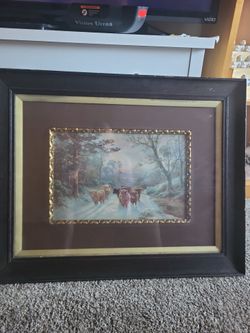 30"x24" Framed landscape art print featuring a classic country scene