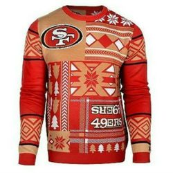 FOCO NFL San Francisco 49ers Patches Ugly Sweater Small