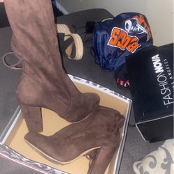 Brown chocolate 8.5 Thigh High Boots With Heel 