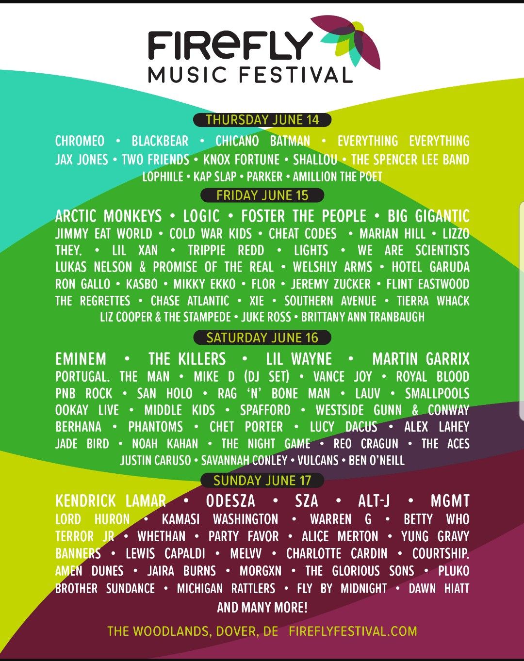Firefly 4 day GA, VIP, camping & RV passes,