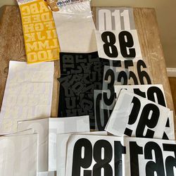 Mixed Lot Iron-On Flocked Transfer 1.5" Letters & 5" Numbers Black White T-Shirt