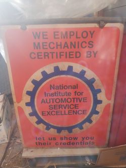 Vintage 1970's Certified By ASE Shop Garage Sign