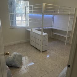 Loft bed with drawers and led lights