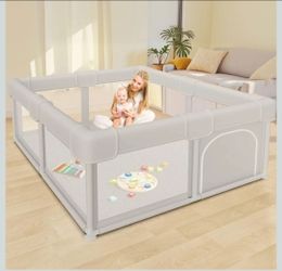 Baby Playpen Baby Playard, Play Pen for Babies and Toddlers with Gate, 59x59in Fence, Sturdy Safety Playpen